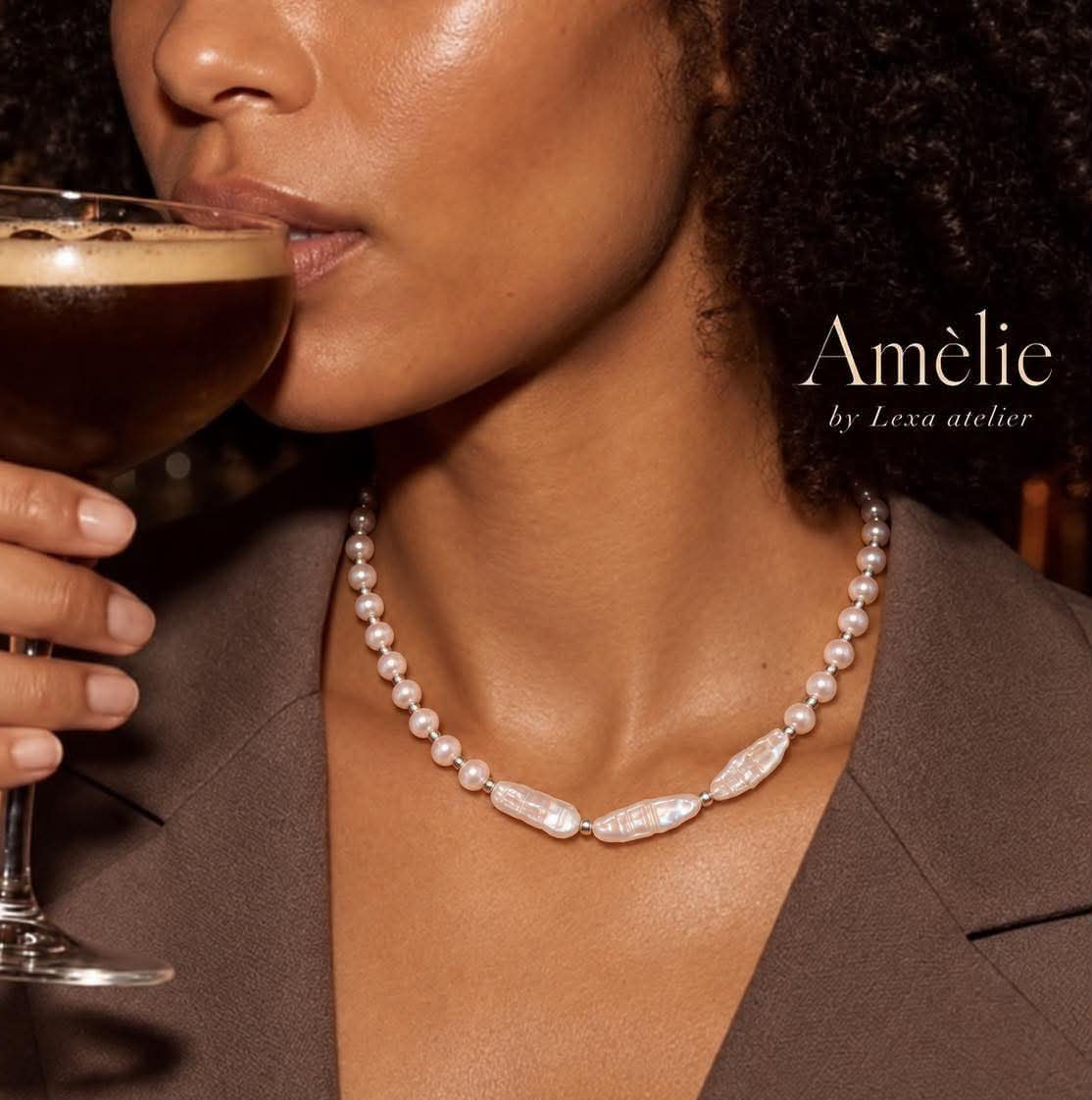 Колие Amélie с естествени перли